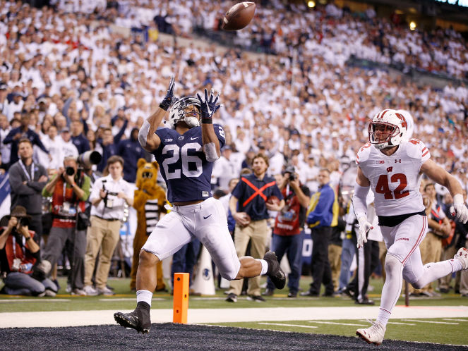 Penn State’s Saquon Barkley catches the go-ahead touchdown pass in the fourth quarter