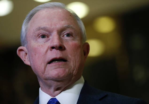 Sen. Jeff Sessions R-Ala. speaks to media at Trump Tower in New York. An Obama administration Justice Department that emphasiz