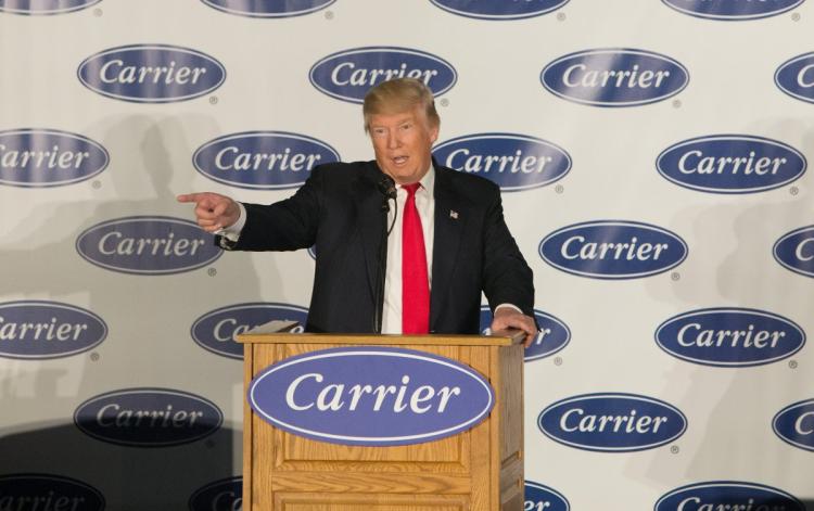 INDIANAPOLIS IN- DECEMBER 01 President-elect Donald Trump speaks to workers at Carrier air conditioning and heating