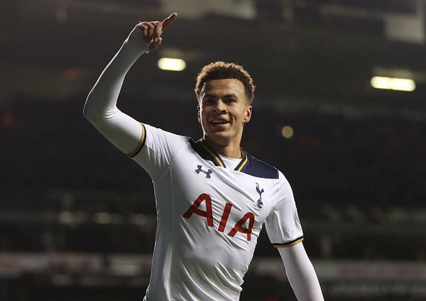 Dele Alli of Tottenham Hotspur celebrates scoring his side's second goal