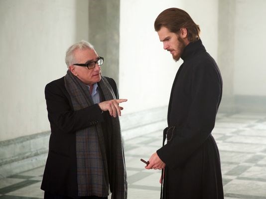 Director  writer Martin Scorsese and Andrew Garfield on the set of 'Silence.&#39