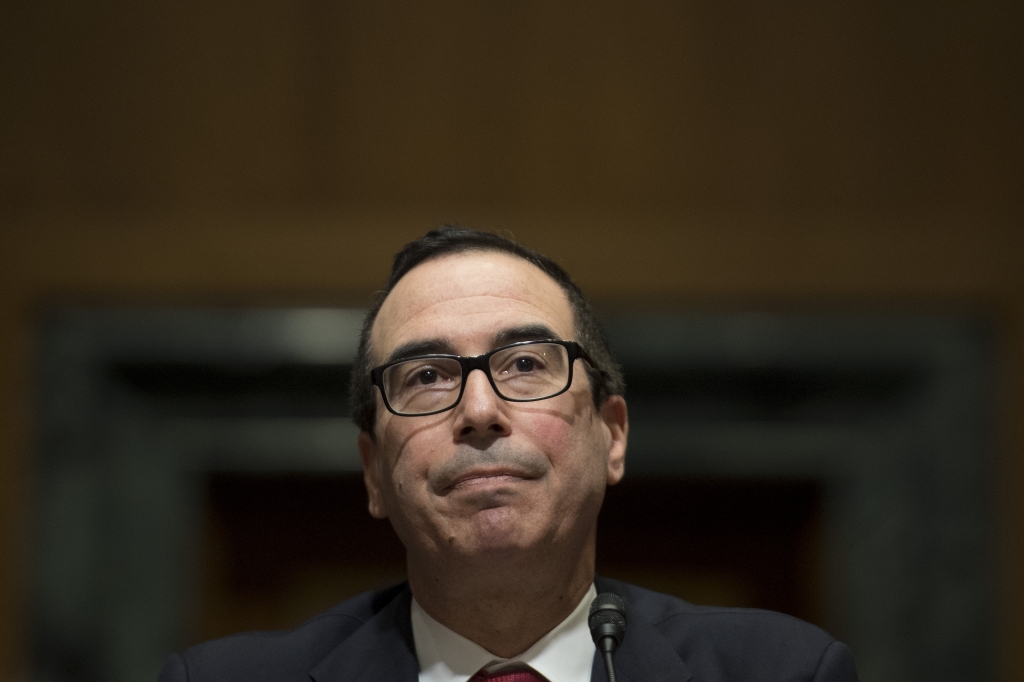 Steven Mnuchin testifies before Senate Finance Committee on Capitol Hill in Washington DC