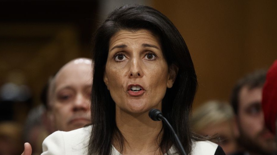 UN Ambassador-designate Gov. Nikki Haley testifies on Capitol Hill in Washington