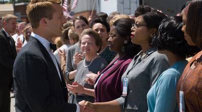 NASA mathematician Katherine Johnson meets astronaut John Glenn, in the film Hidden Figures