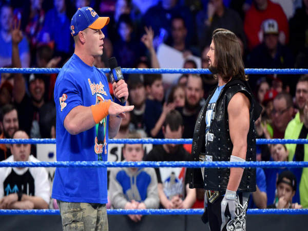 John Cena and AJ Styles on Smackdown