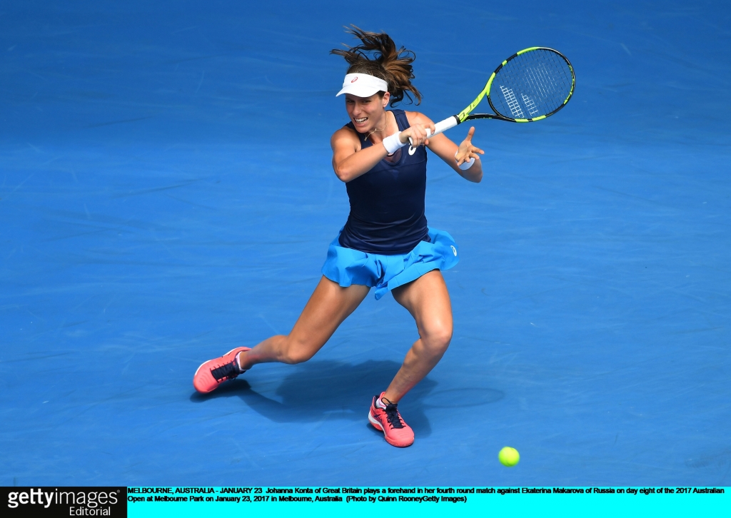 Konta beat Ekaterina Makarova to advance to the last eight of the Australian Open Quinn Rooney  Getty Images