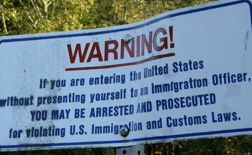 Sign on US border