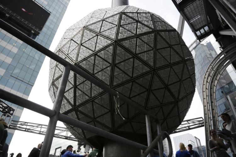 The Times Square New Year's Eve Waterford crystal ball features 2,688 crystals and weighs almost 12,000 pounds