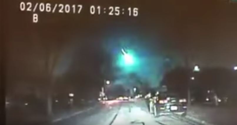 A meteor was spotted over the Midwest early Monday morning. This is a screen grab of video captured by a Lisle Police dash camera