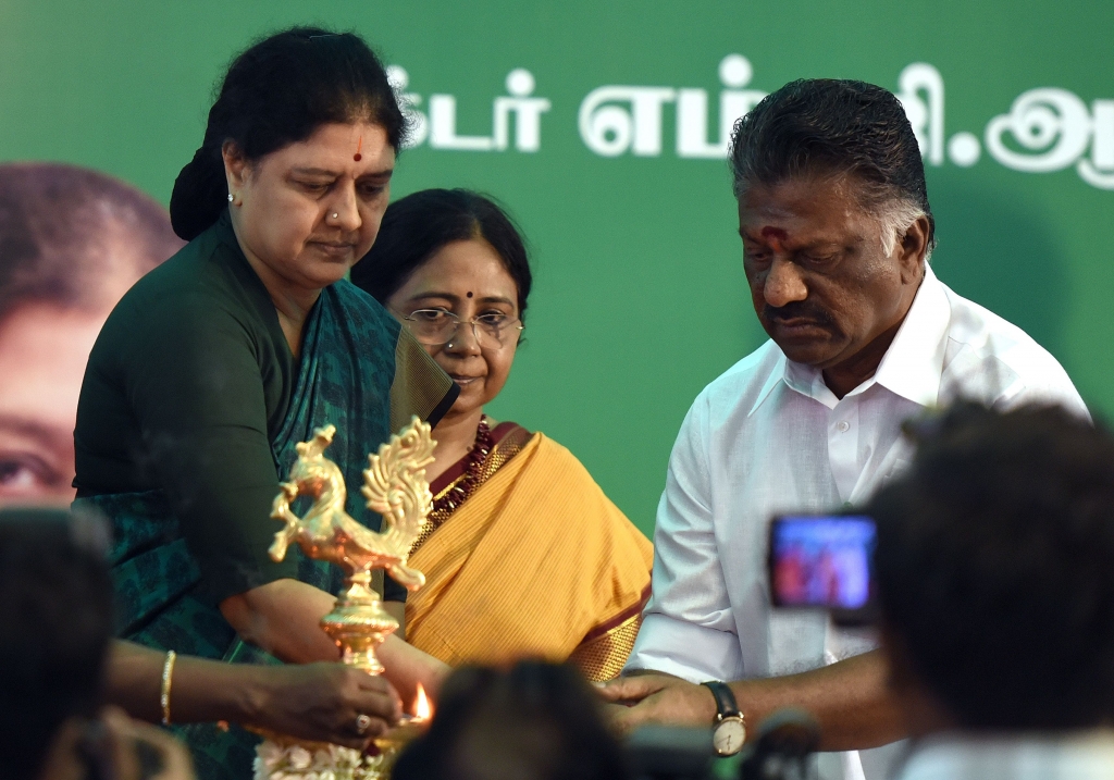 AIADMK general secretary V K Sasikala and Chief Minister O Panneerselvam at MGR's Ramavaram residence in Chennai