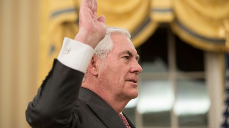 Former Exxon Mobil chief Rex Tillerson is sworn-in as US Secretary of State in Washingt