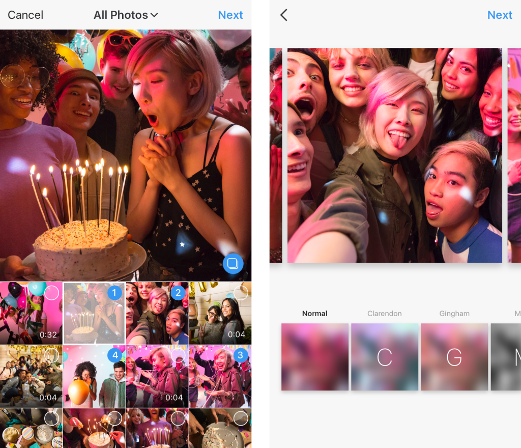 Instagram lets you post up to 10 photos or videos as 1 swipeable carousel