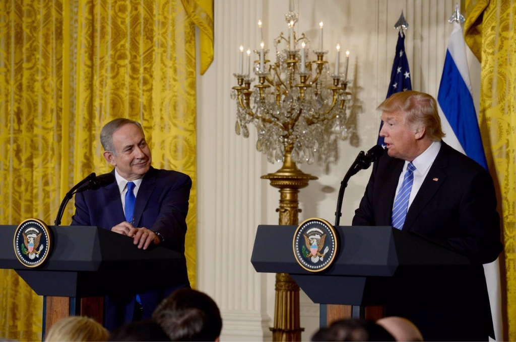 Israeli Prime Minister Benjamin Netanyahu and US President Donald Trump at the White House on Feb. 16 2017