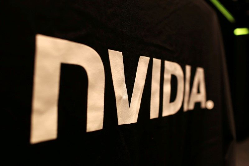 The logo of technology company Nvidia is seen at its headquarters in Santa Clara