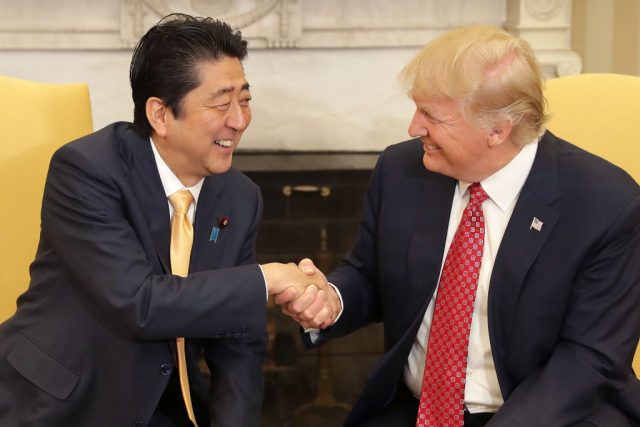 Japanese PM Shinzo Abe arrives in Washington for first official meeting with President Trump