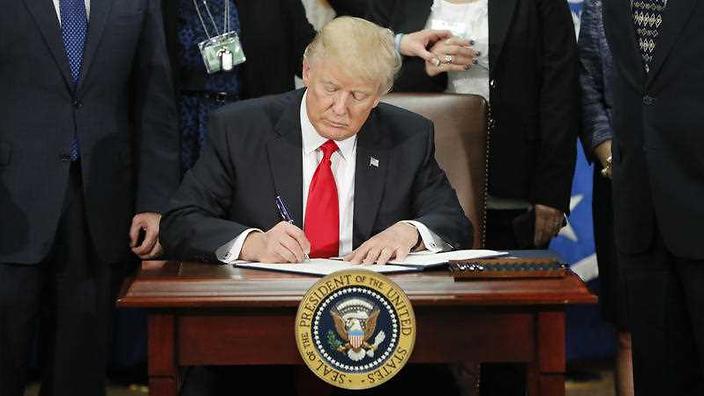 President Donald Trump signs an executive order for border security and immigration enforcement improvements.            
    
              
     
      N