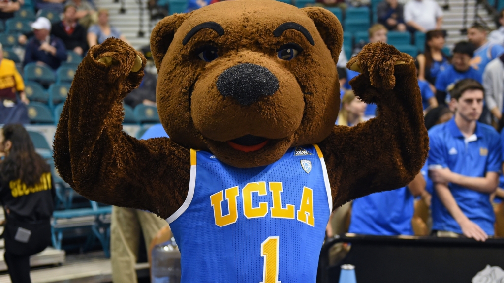 The UCLA Bruins mascot mooned an Oregon player during a free throw attempt.		 Ethan Miller  Getty Images