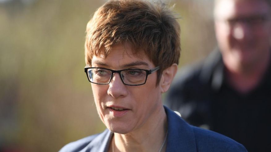 Saarland's Governor and top candidate of the Christian Democrats CDU for the state election Annegret Kramp-Karrenbauer leaves the polling station after casting her vote in Puettlingen Germany Sunday