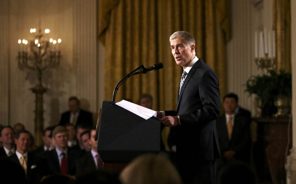 Image Judge Neil Gorsuch speaks after President Trump nominated Gorsuch to be an associate justice of the U.S. Supreme Court at the White House in Washington D.C. on Jan. 31