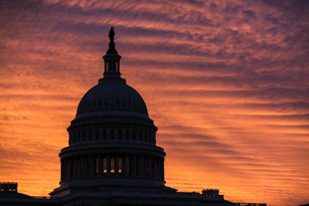 Waves of color surround the Capitol Dome in Washington February 2017