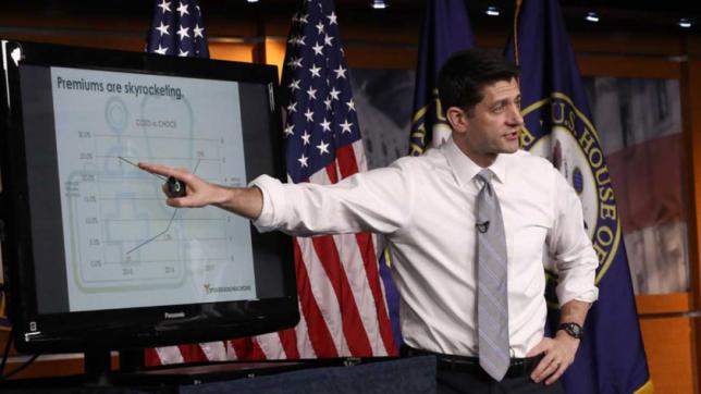 US Speaker of the House Paul Ryan explains Trump-backed health care bill at the US Capitol