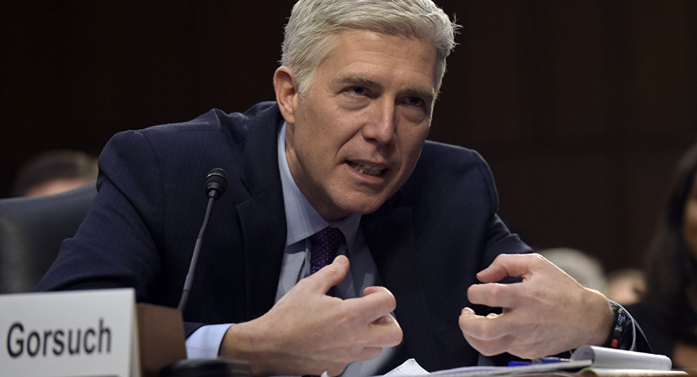 Supreme Court Justice nominee Neil Gorsuch testifies on Capitol Hill in Washington Tuesday