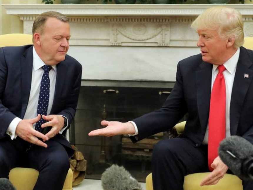 US President Donald Trump meets with Denmark's Prime Minister Lars Lokke Rasmussen at the Oval Office of the White House in Washington US