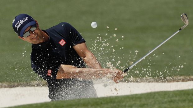 On Target A rare Adam Scott bunker shot during the third round of the US Masters. The Australian hit greens