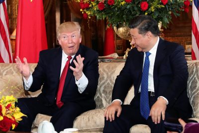 US President Donald Trump interacts with Chinese President Xi Jinping at Mar-a Lago in Palm Beach Florida United States 6 April 2017