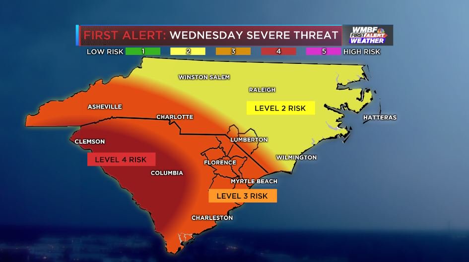 Severe weather risk Wednesday