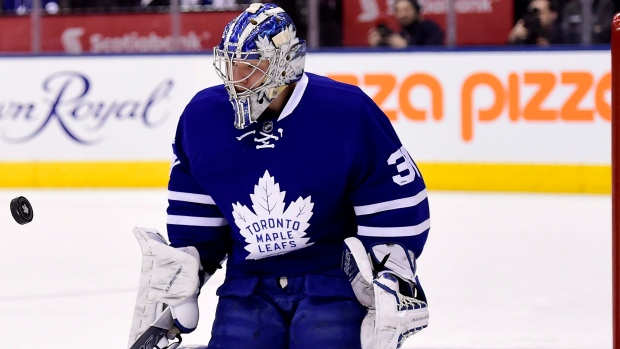 Toronto Maple Leafs goaltender Frederik Andersen was forced to leave Saturday's game against the Pittsburgh Penguins