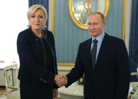 French far-right presidential candidate Marine Le Pen advocates closer ties with Vladimir Putin. They met in Moscow Friday