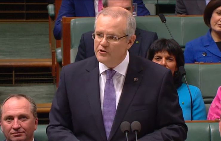 Australian Treasurer Scott Morrison handing down the 2017 Federal Budget on 9 May