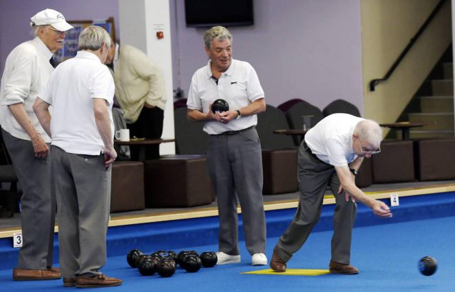 Don Brown takes his shot at Cumbria Indoor Bowls Club