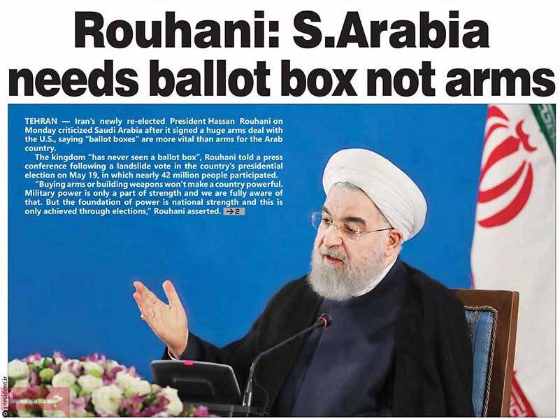 Iran's Iranian President Hassan Rohani
'Saudi Arabia needs ballot box not arms