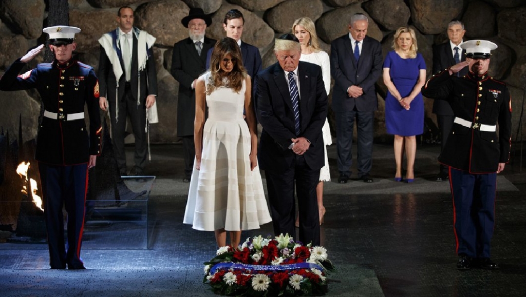 President Trump and first lady Melania Trump lay a wreath at Yad Vashem to honor the 6 million who were murdered