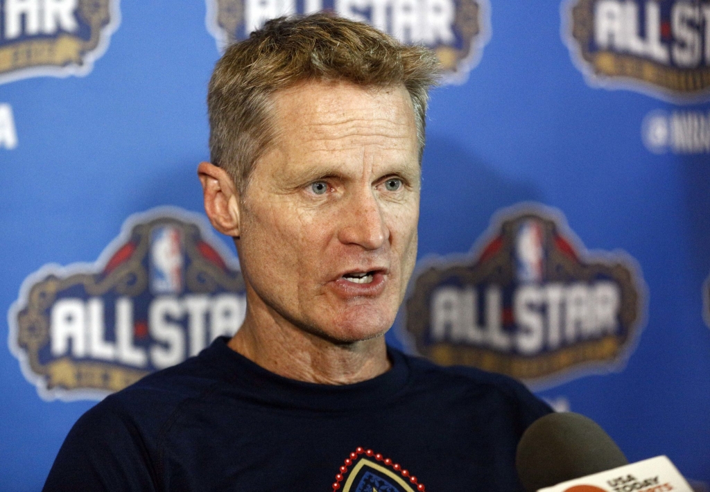 Feb 18 2017 New Orleans LA USA Western Conference head coach Steve Kerr speaks to the media during the NBA All Star Practice at the Mercedes Benz Superdome. Mandatory Credit Derick E. Hingle-USA TODAY Sports