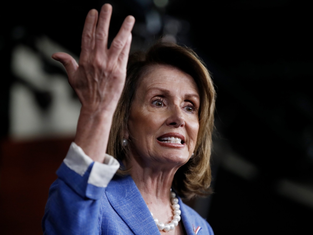 Minority Leader Nancy Pelosi in a press conference. AP