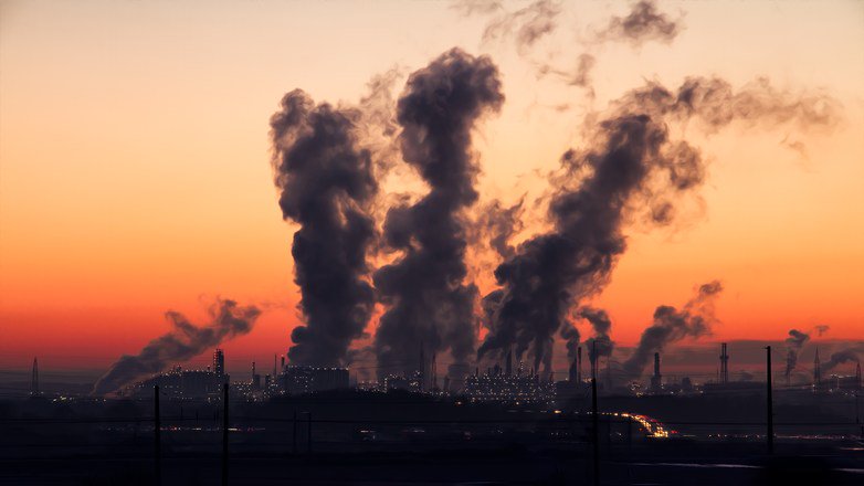 Emissions rise from a factory