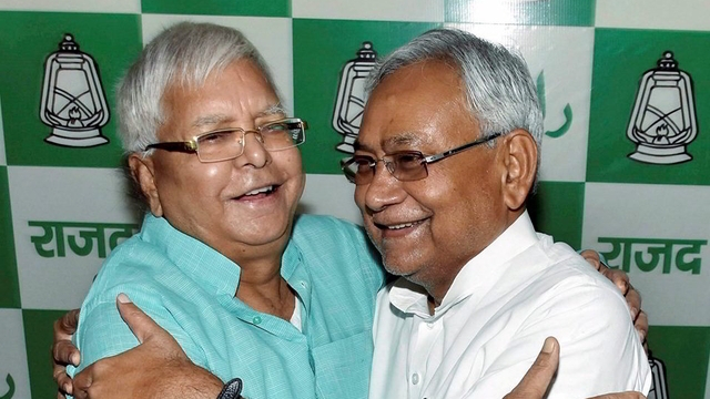 Lalu Prasad Yadav with Nitish Kumar