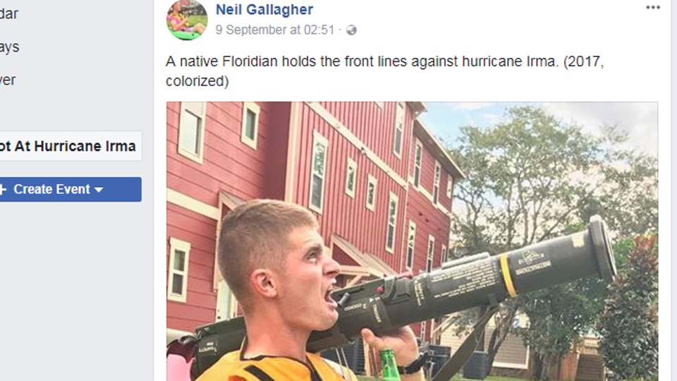 An online prank promoted the idea of people shooting at Hurricane Irma