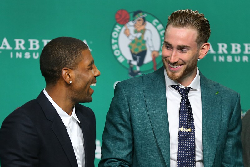 Boston Celtics Introduce New Players Kyrie Irving And Gordon Hayward