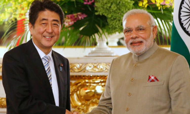 File pic of Japanese Pm Shinzo Abe with PM Narendra Modi