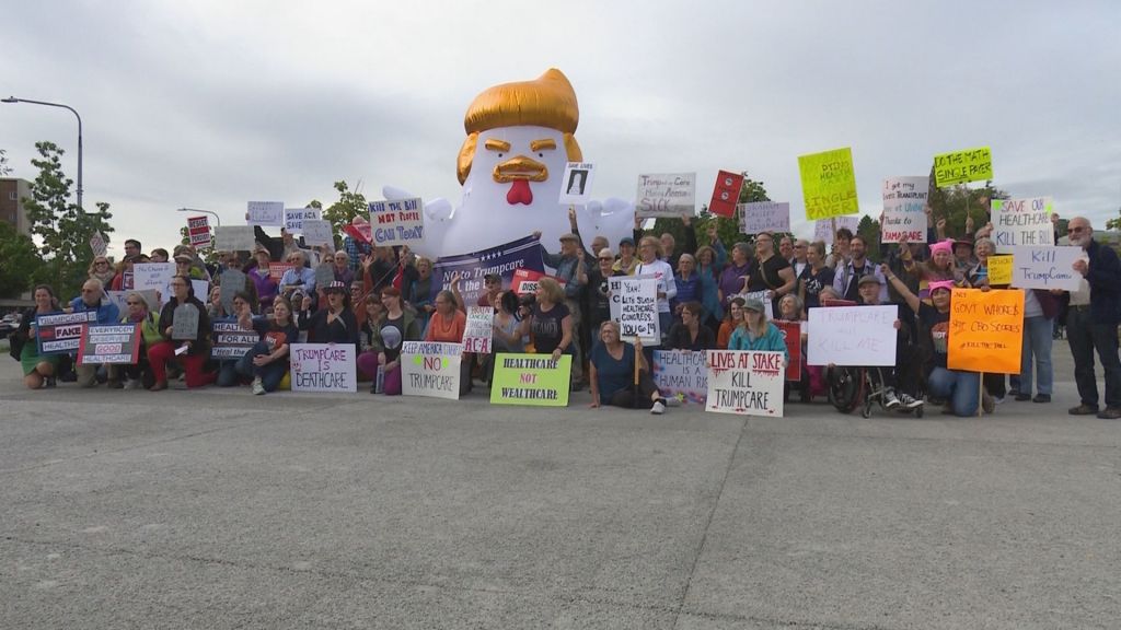 Health care protesters staged a'die in at the UW Medical Center