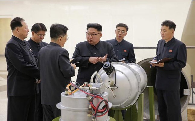 North Korean leader Kim Jong Un provides guidance on a nuclear weapons program in this undated