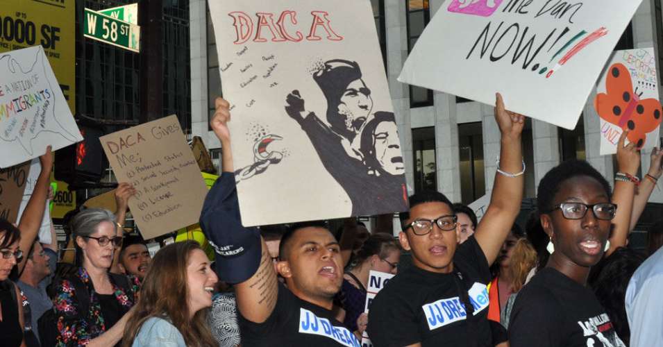 Protesters held a March to Defend DACA and Immigrants in New York last month. Protests are planned this week to protect young undocumented immigrants