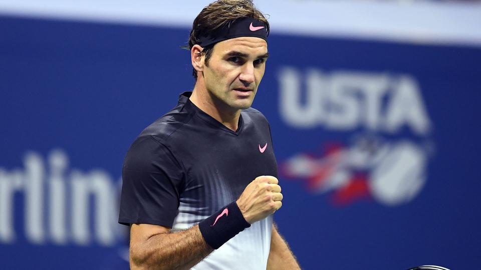 Switzerland's Roger Federer in action against Frances Tiafoe at the USOpen