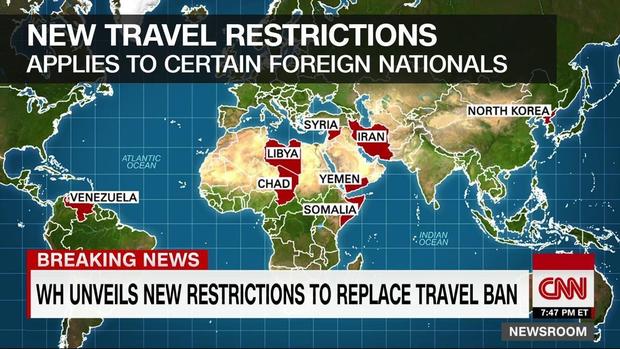 Trump expands travel ban to N.Korea, Chad