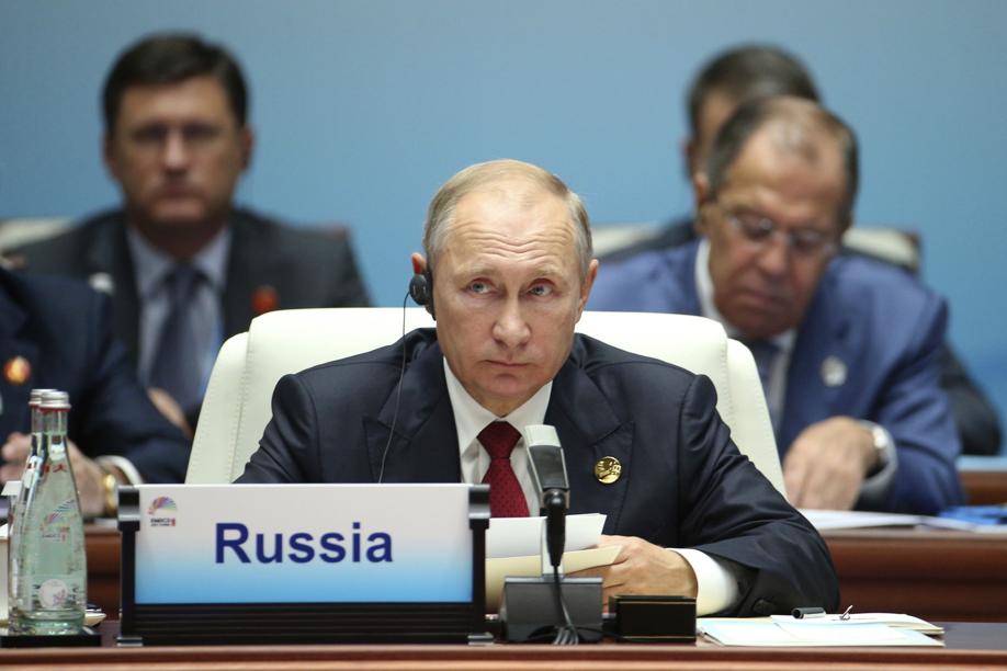 Russian President Vladimir Putin attends the Dialogue of Emerging Market and Developing Countries on the sideline of the BRICS Summit in Xiamen China on Sept. 5