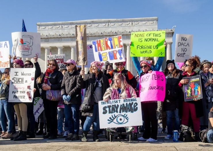 Activists rally outside of the Lincoln Memorial during the #PowertothePolls Women's March on January 20. Lauryn Gutierrez  Rewire